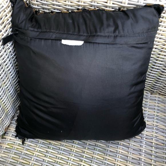 Bedding Pair Of Beaded Throw Accent Pillows Black